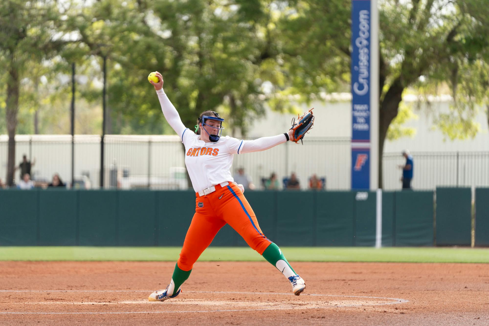 Florida softball freshman Ava Brown throws the ball in the team's win over Indiana on Sunday, March 17, 2024. 