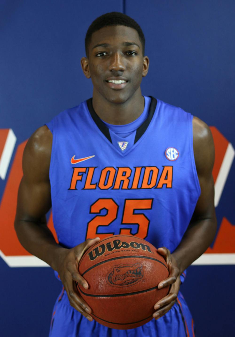 <p>Sophomore forward DeVon Walker poses during Florida men’s basketball’s media day on Oct. 9.</p>
