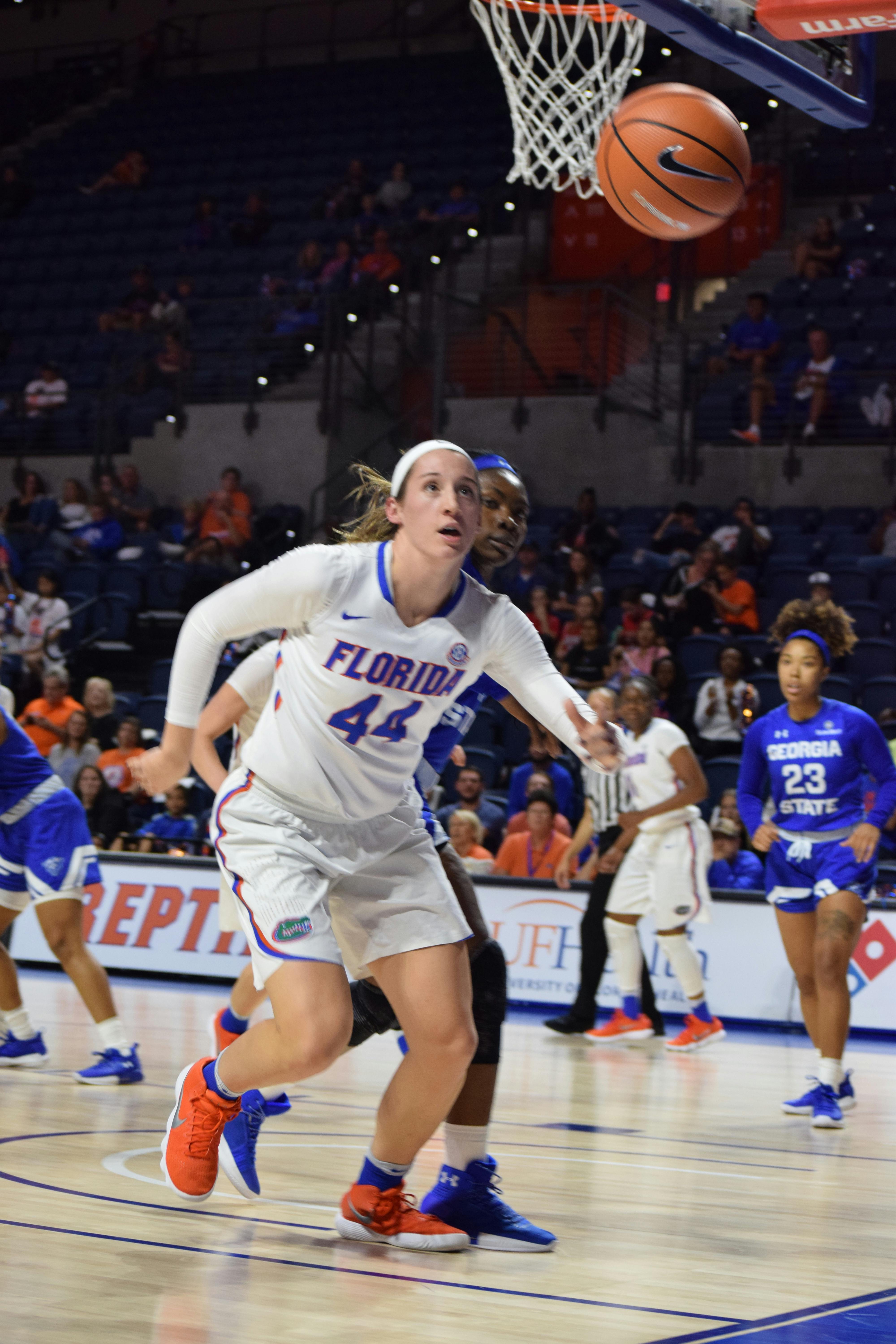 Florida forward Haley Lorenzen recorded a double-double with 20 points and 11 rebounds in the Gators 69-59 win against Jacksonville on Tuesday.