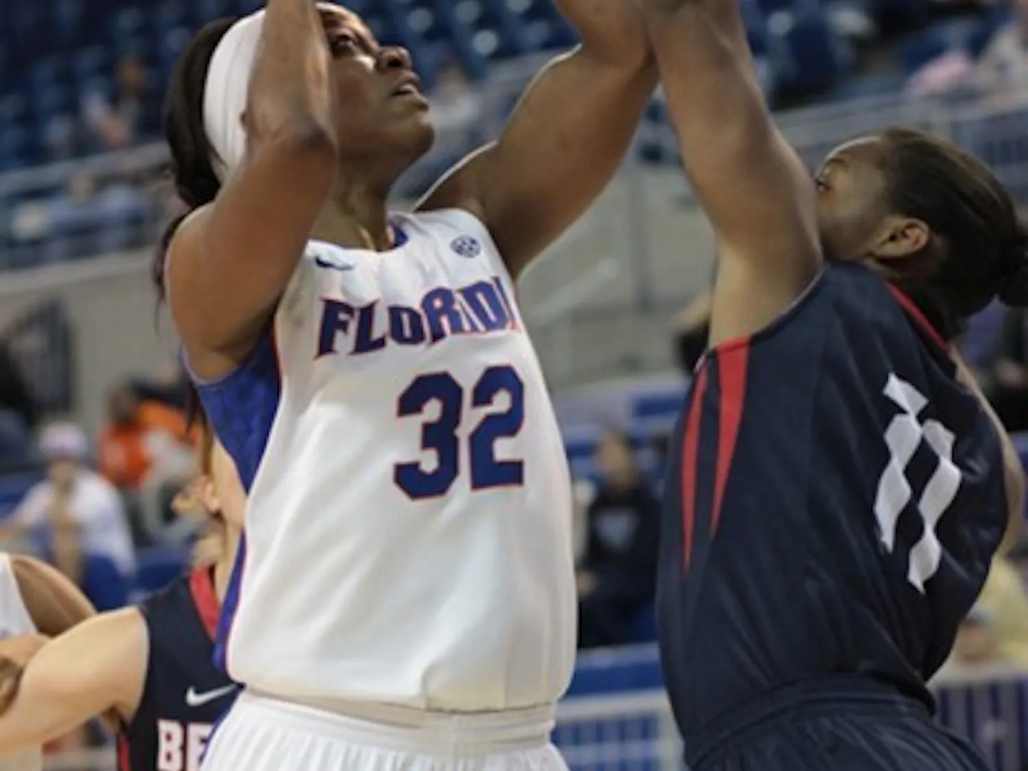 Gators junior forward Jennifer George has recorded eight straight double-doubles, which is five shy of tying the school record.