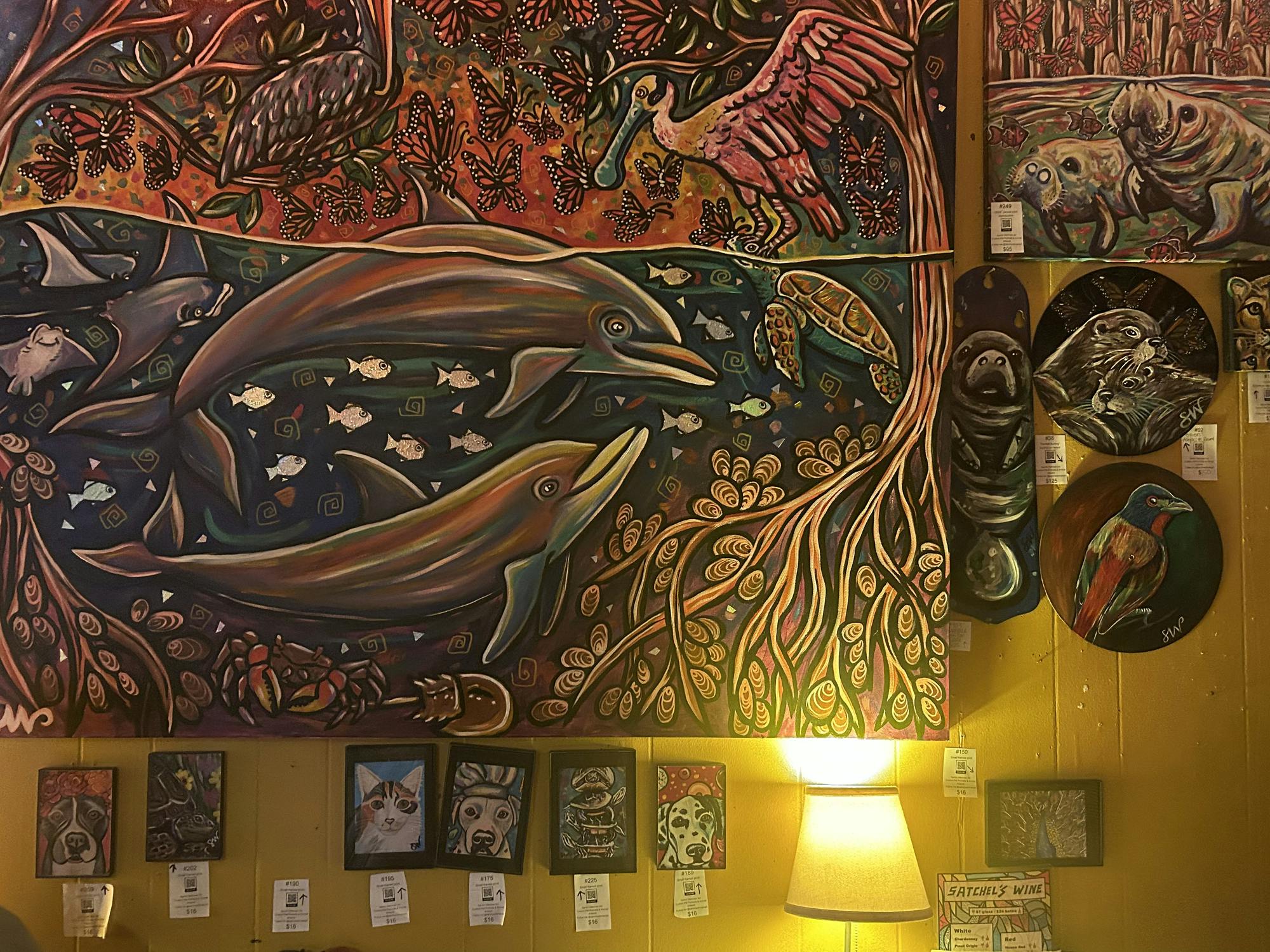 Samm Wehman's artwork will be displayed in Satchel's Pizza's dining area until the end of August. 