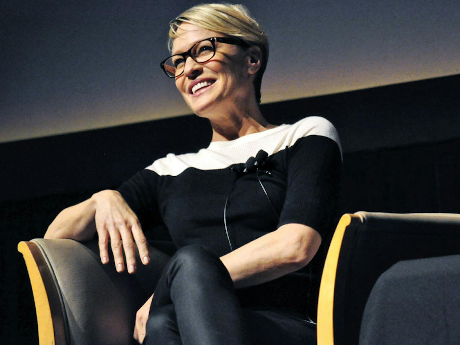 Robin Wright, actress from “The Princess Bride,” and “House of Cards,” speaks at an Accent Speaker's Bureau event at the Philips Center of Performing Arts on Thursday. Wright spoke about getting back into TV, life on the House of Cards set and how she related to her characters. "Give me something challenging," she said while discussing roles she'd turned down. "Give me something that I'm afraid of."