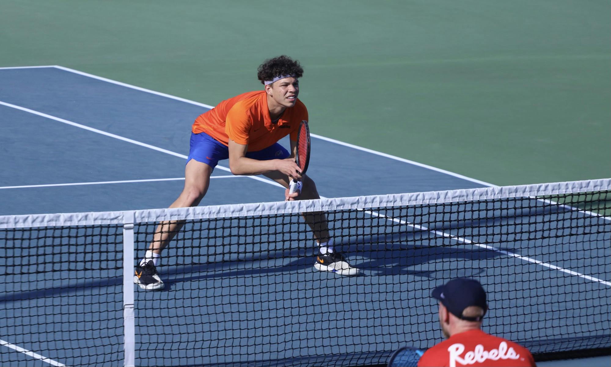 Sophomore Ben Shelton awaits a serve against Ole Miss Friday.