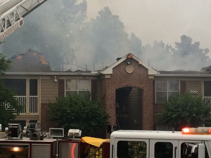 The extent of the damages to the building is currently being assessed, but the fire burned to both ends of the building