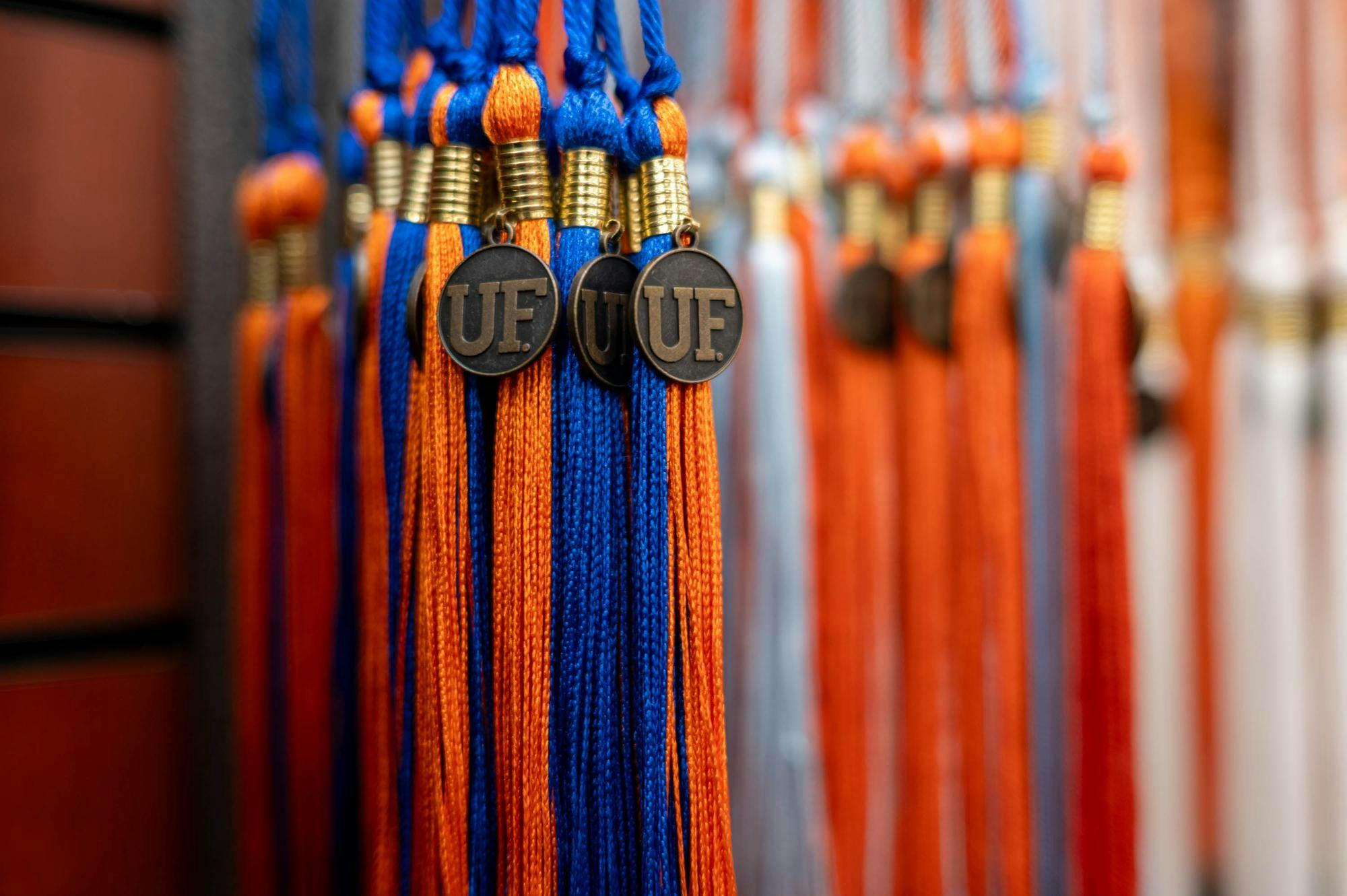 Graduation tassels sit on sale at the UF Bookstore in the Reitz Union, Friday, April 10, 2026, in Gainesville, Fla.