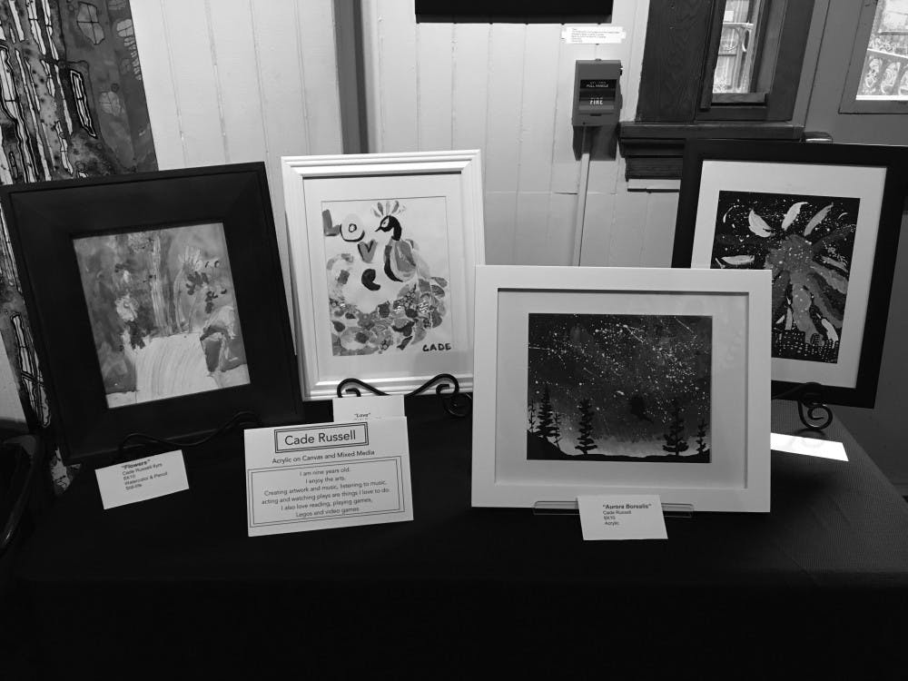 Nine-year-old Case Russel showcased his artwork at the Hippodrome State Theatre’s “Envision the Invisible: Celebrating Autism in the Arts” on Monday night. The Hippodrome paired with the UF Center for Autism and Related Disabilities and West Port High School in Ocala to celebrate autistic artists in the community.