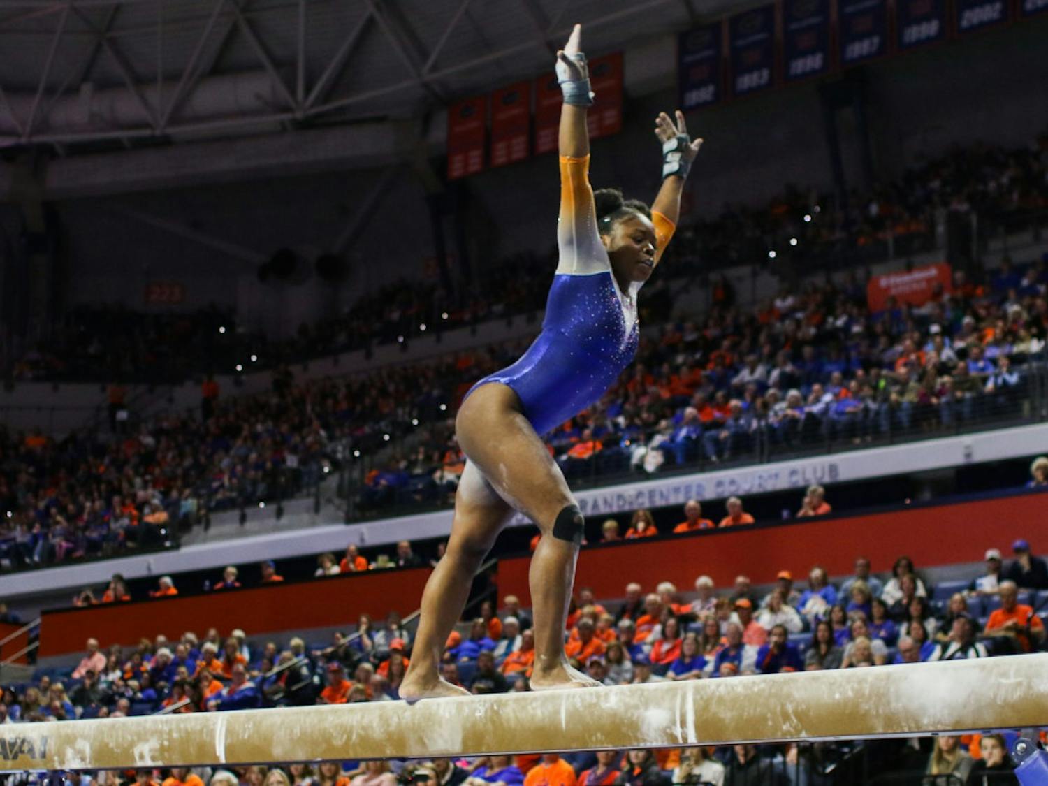 Senior gymnast Alicia Boren has competed in three "Link to Pink" meets during her time at UF. "Take a chance and enjoy competing for someone else...take a second to go speak to them and thank them," she said.