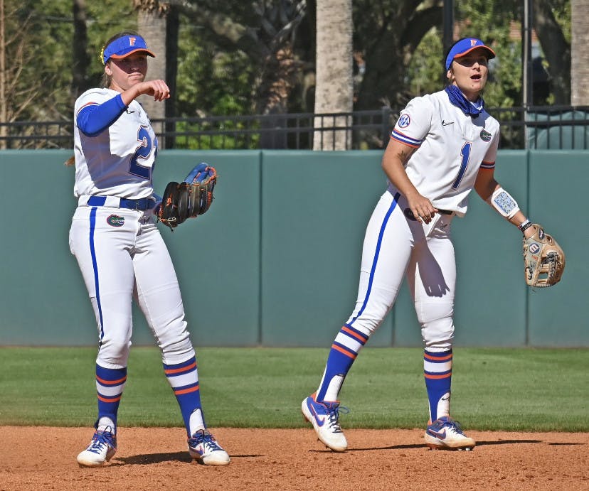 Senior Hannah Adams (right) notched her second walk off of the season Sunday against McNeese State.