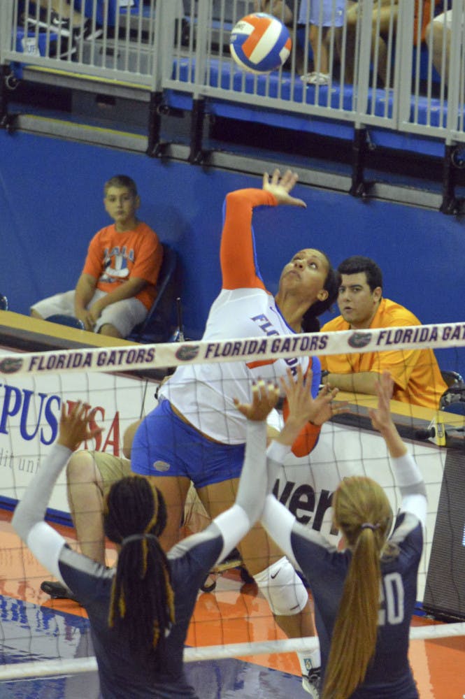 Gabby Mallette swings for a kill attempt during Florida's 3-0 win against Ole Miss on Sept. 28.