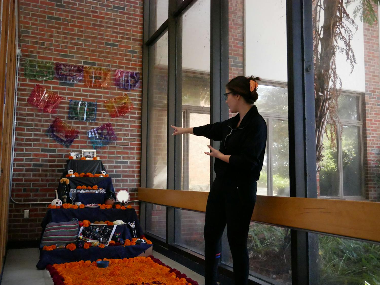 Mexican graduate students at the UF IFAS horticultural sciences lab built the ofrenda pictured at Fifield Hall to celebrate Dia de los Muertos Nov. 1, 2023.