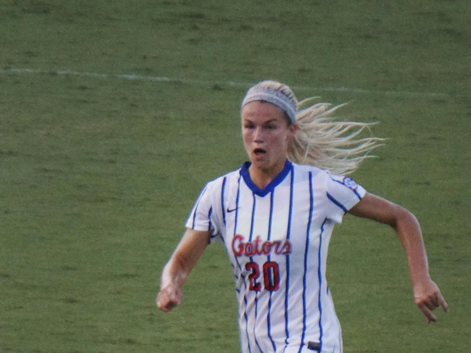 UF defender Christen Westphal dribbles during Florida's 2-1 loss to Texas A&amp;M on Sept. 10, 2015, at Donald R. Dizney Stadium.