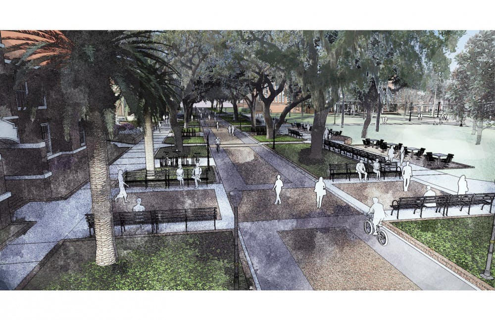 A graphic shows the renovated Newell drive. The new space includes additional seating and tables for students.