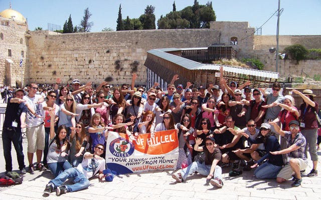 This photo shows one of three bus loads of students Hillel sent to Israel over summer. Hillel expects to send two buses in December and four buses next summer.