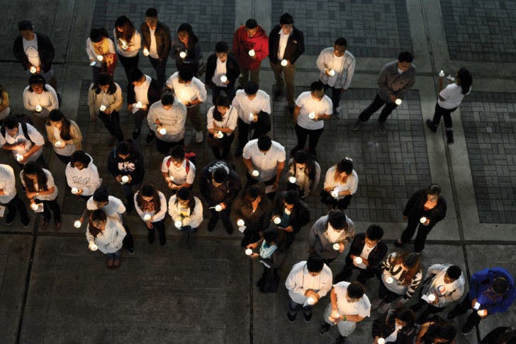 The UF Filipino Student Association hosted a candlelight vigil for the victims of Typhoon Haiyan, a natural disaster that struck the Philippines and caused about 5,000 deaths, at the Architecture Building atrium on Monday evening. All funds collected were donated to relief and support efforts.