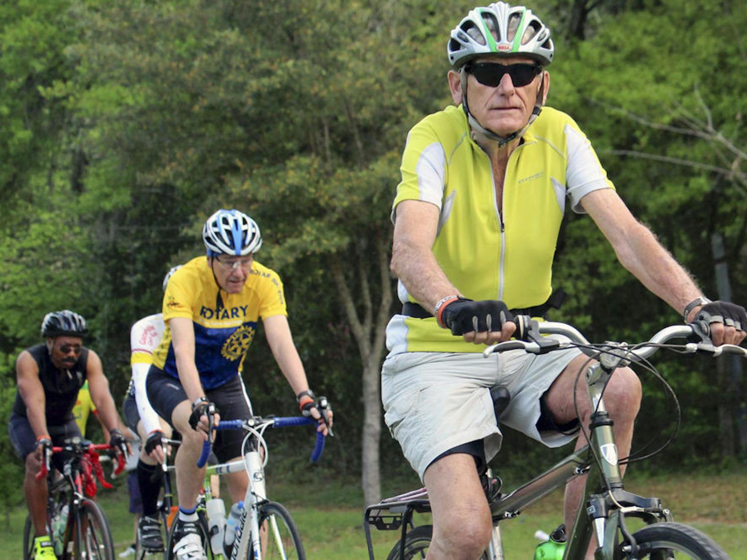 Albert van Soestbergen, an 82-year-old cyclist, participates in the 9th annual Ride to Remember on Saturday morning at Boulware Springs Park, an event that raises awareness for Alzheimer’s disease and sends all of its proceeds to Al’z Place, an adult day care for individuals with Alzheimer’s disease and other memory disorders. Soestbergen, originally from the Netherlands, said found an article about the event Friday and was eager to sign up. “Cycling is very important to me because where I come from there are more bicycles than people."