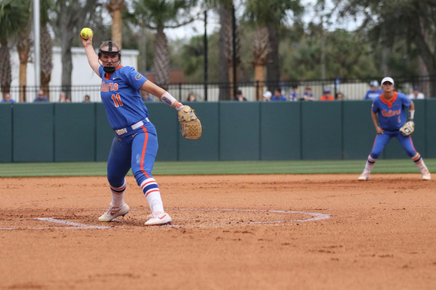 Senior Kelly Barnhill pitched a complete-game shutout in the Gators 5-0 win against UCF on Wednesday.