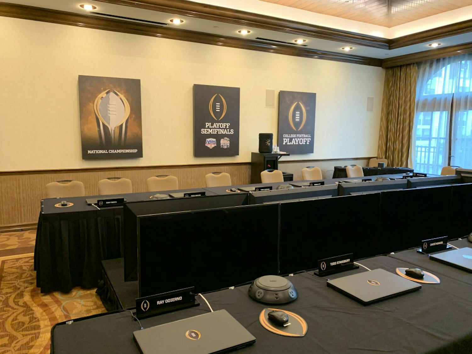 College Football Playoff selection room in Texas.