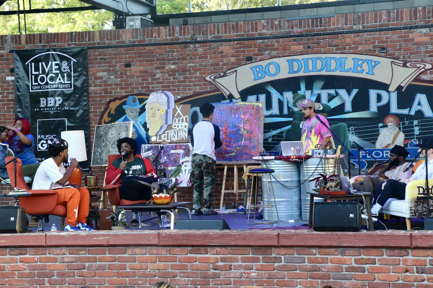 “Dia Days” musical production inspired by the music-making process featured record label Dion Dia’s signed artists as the playwrights Thursday, March 17 at Bo Diddley Plaza. (photo by Dazion Prosser)