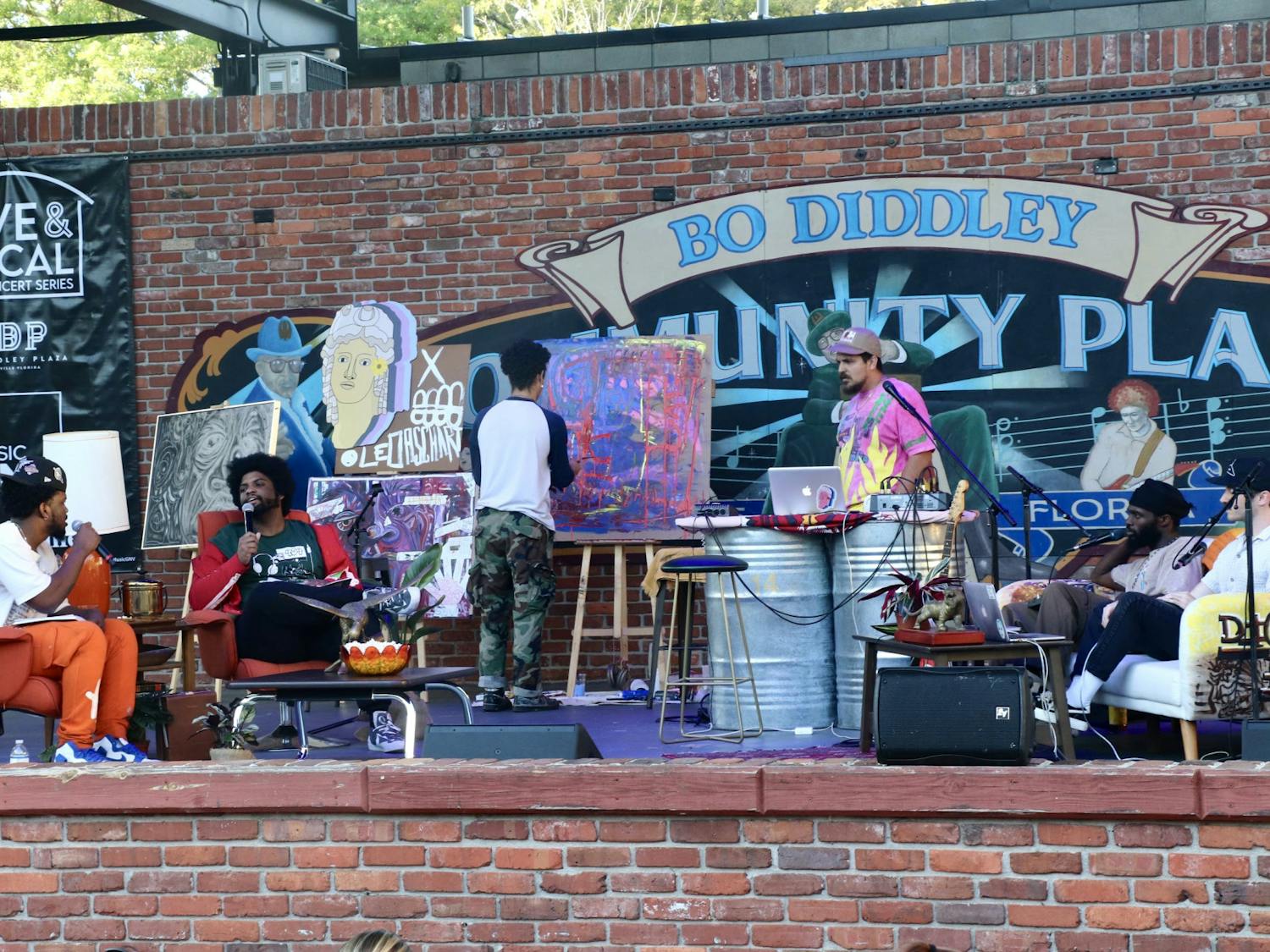 “Dia Days” musical production inspired by the music-making process featured record label Dion Dia’s signed artists as the playwrights Thursday, March 17 at Bo Diddley Plaza. (photo by Dazion Prosser)