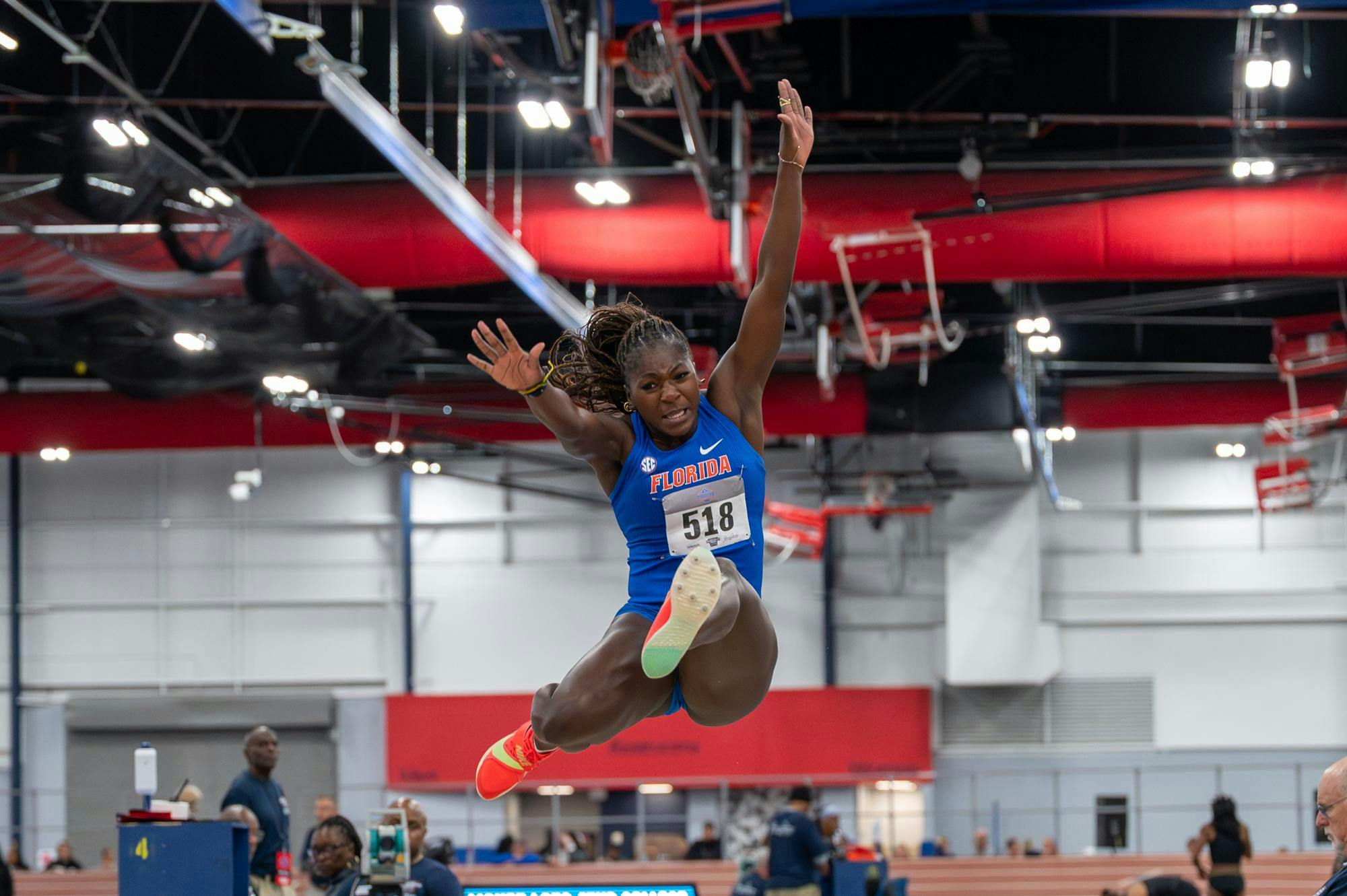 Florida athlete Pauline Bikembo competes in the women’s long jump during the Jimmy Carnes Invitational in Gainesville, Fla., Friday, Jan. 16, 2026.