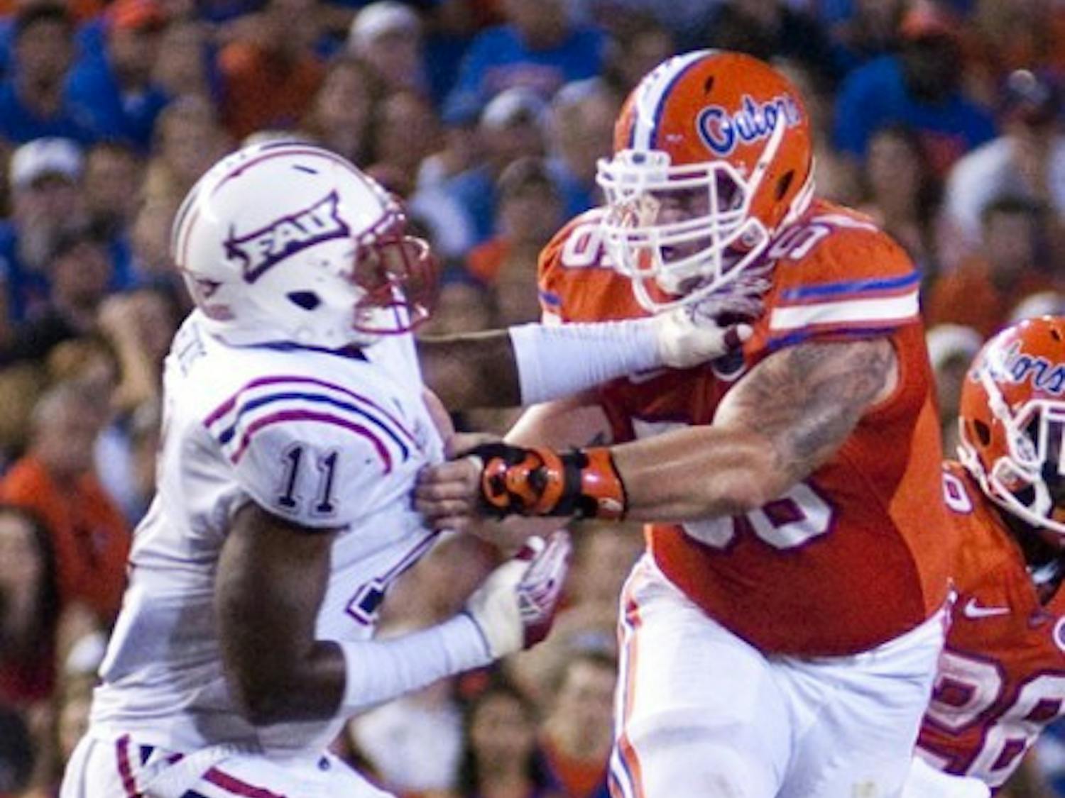 Florida left guard Dan Wenger, a sixth-year senior who transferred from Notre Dame, suffered two concussions while playing for the Irish.