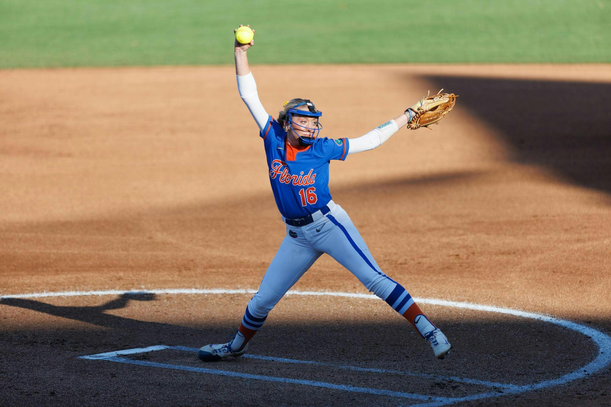 Florida right-handed pitcher Allison Sparkman (16) pitches during an NCAA softball game against Longwood, Saturday, Feb. 21, 2026, in Gainesville, Fla.