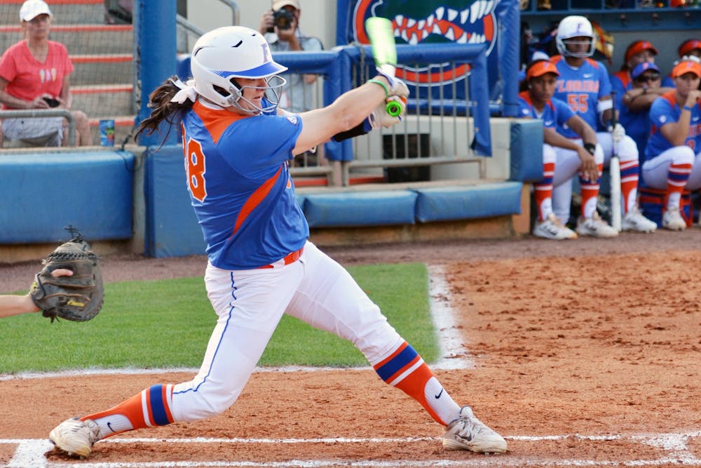 <p>Bailey Castro bats during UF's win against UNF on April 1 at Katie Seashole Pressly Stadium.</p>