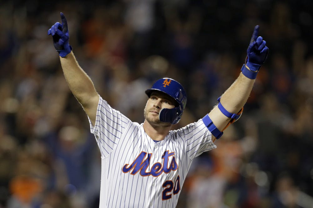 <p dir="ltr">Mets first baseman Pete Alonso hit his 53rd home run of the season, breaking the rookie record Yankees star Aaron Judge set in 2017.</p>