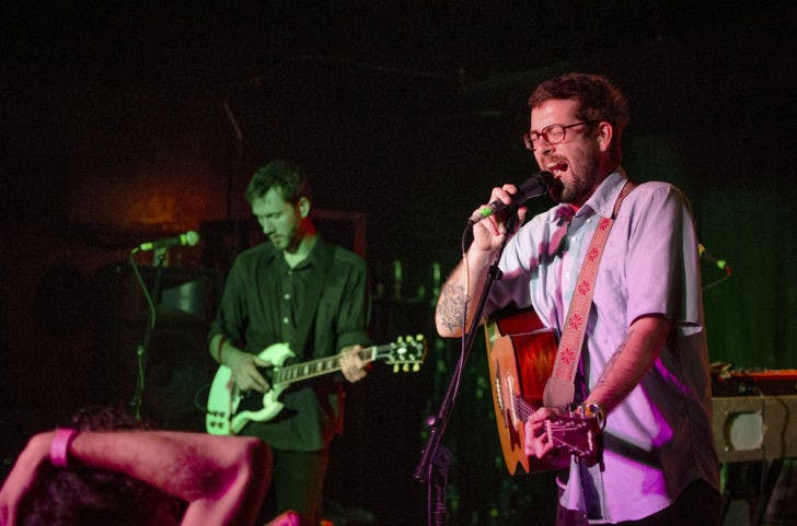 Lead vocalist Sean Bonnette and guitarist Preston Bryant, members of the band Andrew Jackson Jihad, perform at High Dive Bar &amp; Venue on Sunday night.