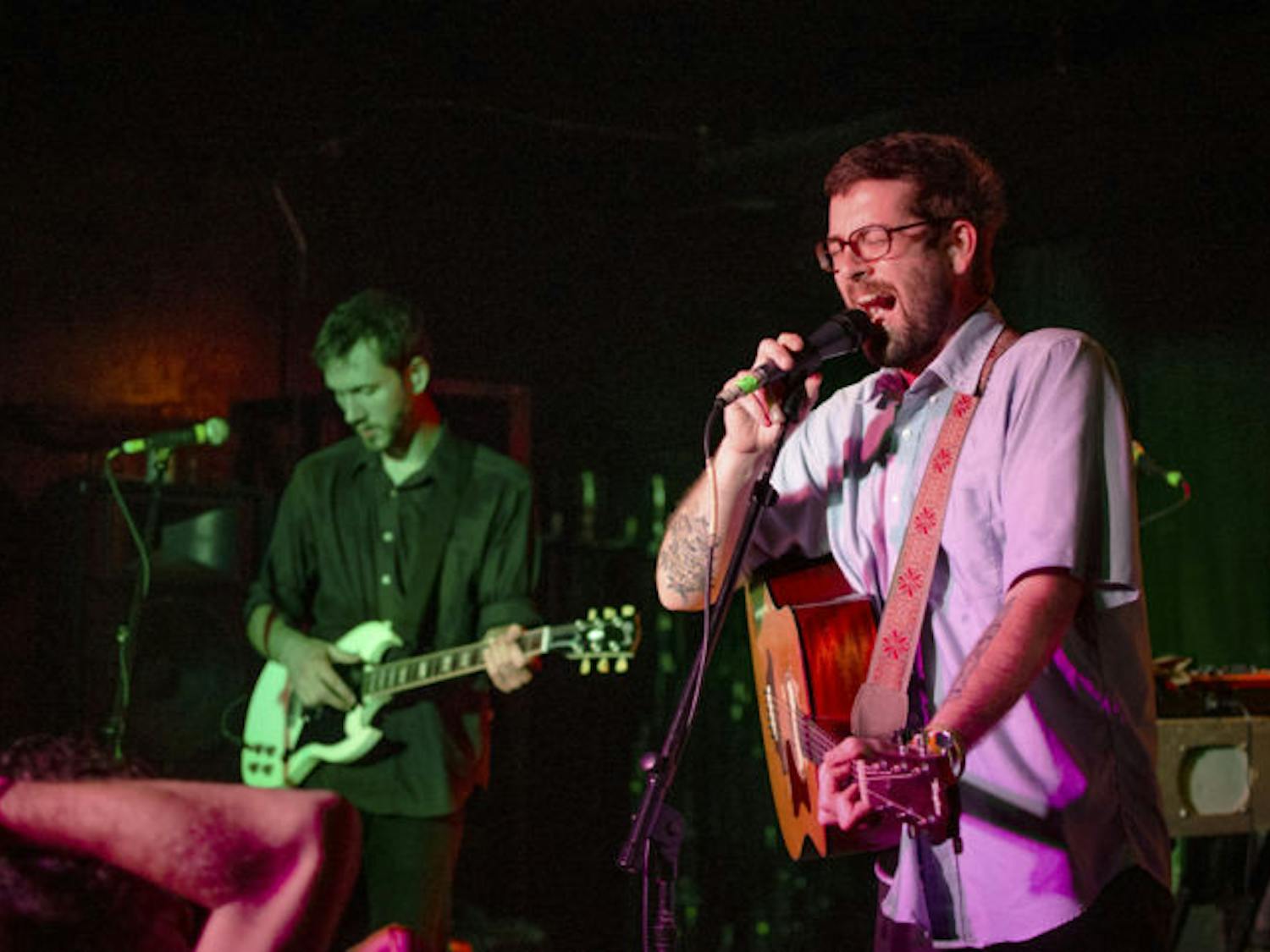Lead vocalist Sean Bonnette and guitarist Preston Bryant, members of the band Andrew Jackson Jihad, perform at High Dive Bar & Venue on Sunday night.