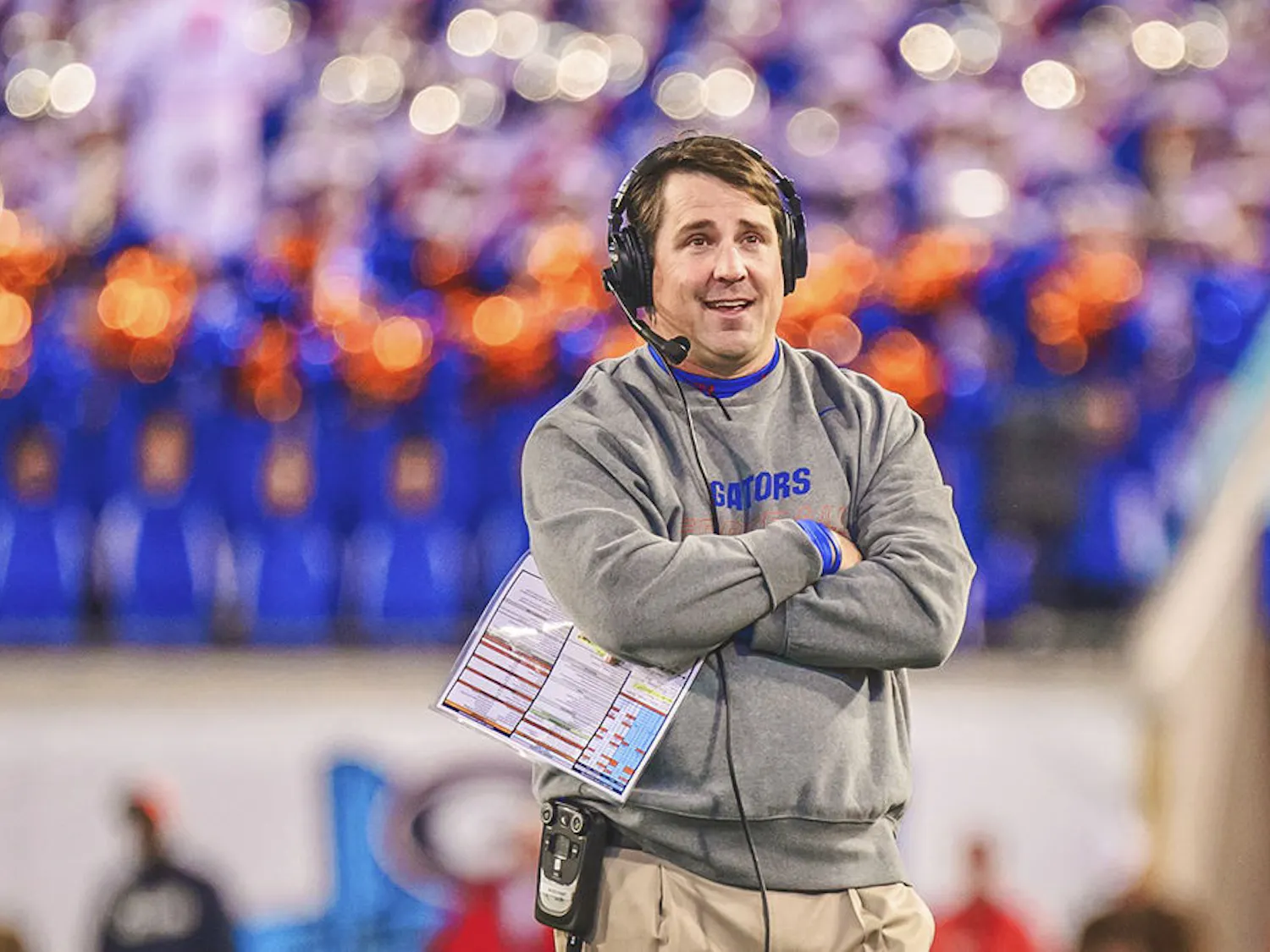 Will Muschamp smiles during Florida's win against Georgia on Nov. 1 at EverBank Field in Jacksonville.