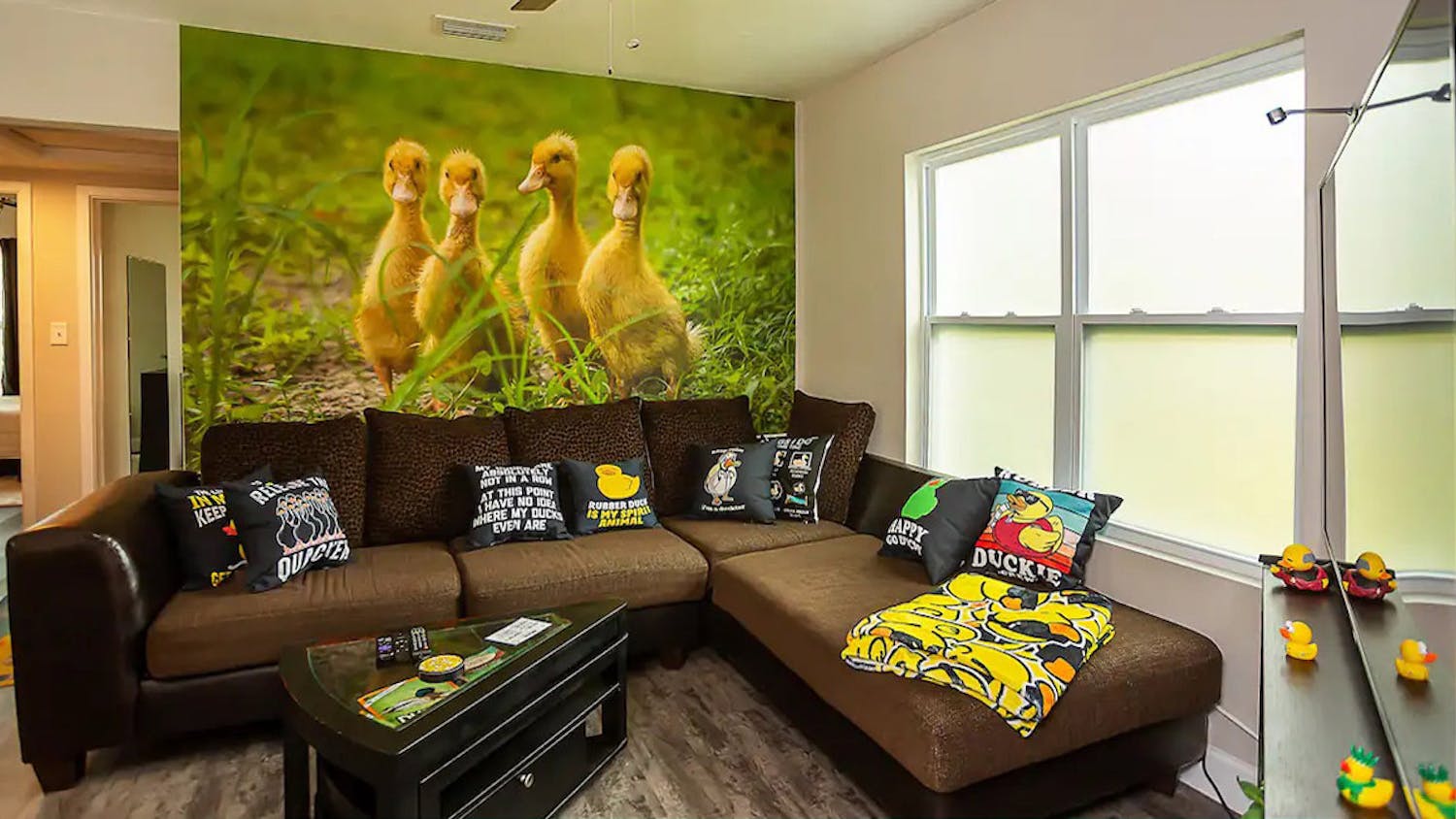 The Duck House Airbnb is filled with duck decor for guests in Pine Park, Gainesville. 