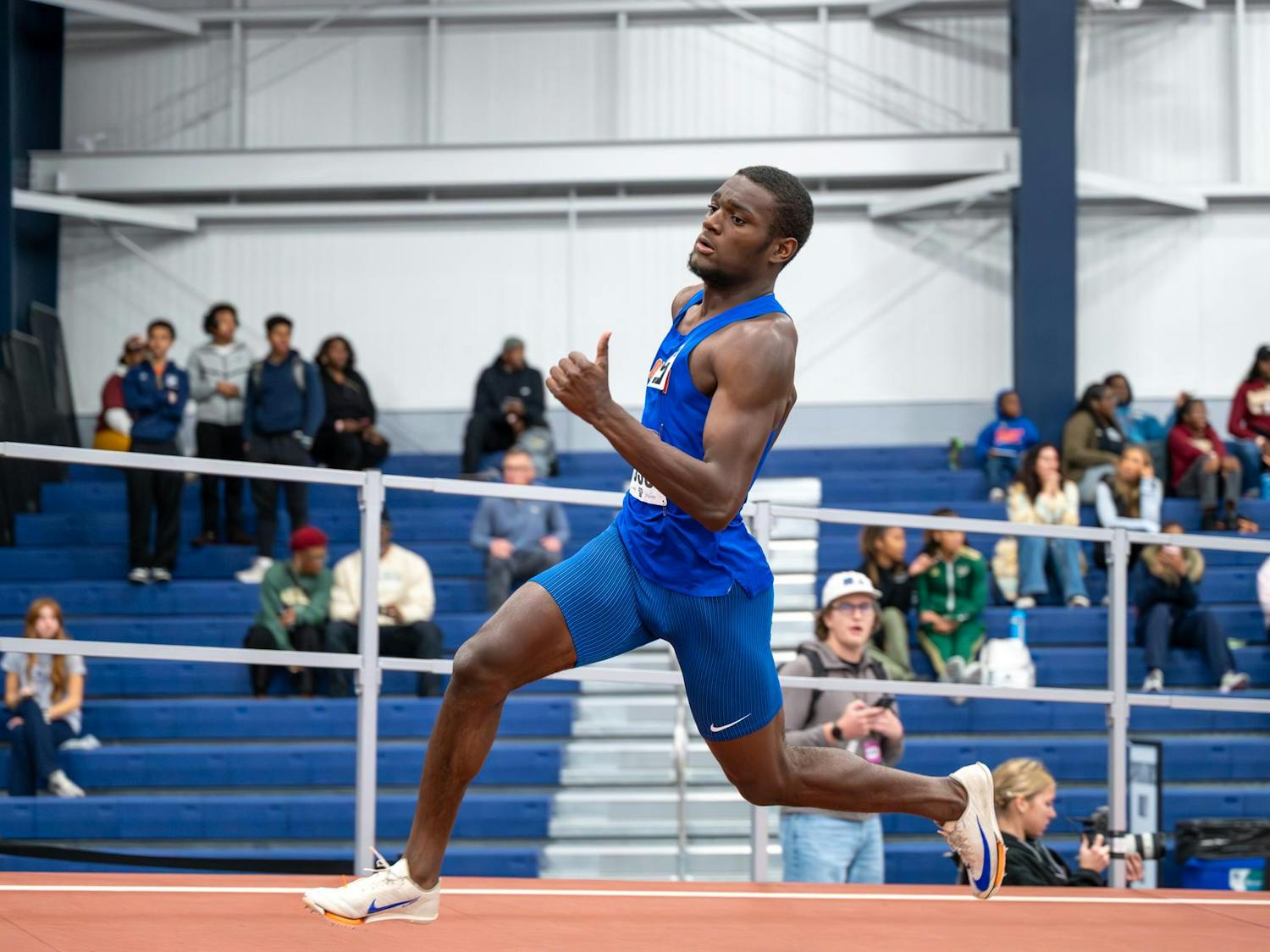 Florida sprinter Jayden Horten-Mims competes in the men’s 300 meter dash during the Jimmy Carnes Invitational in Gainesville, Fla., Friday, Jan. 16, 2026.
