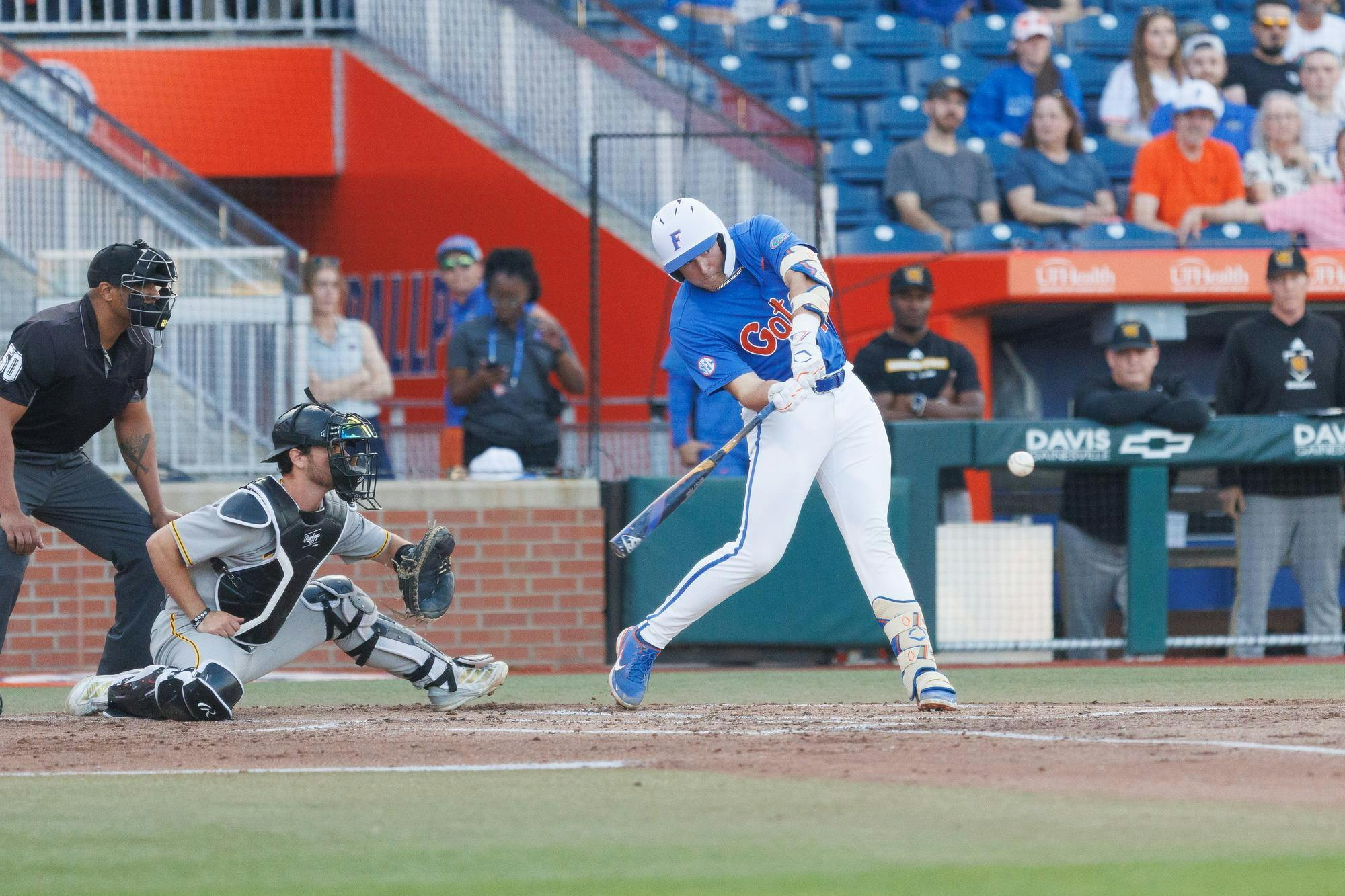 Florida infielder Ethan Surowiec (10) swings his bat during an NCAA baseball game against Kennesaw State Saturday, Feb. 21, 2026, in Gainesville, Fla.