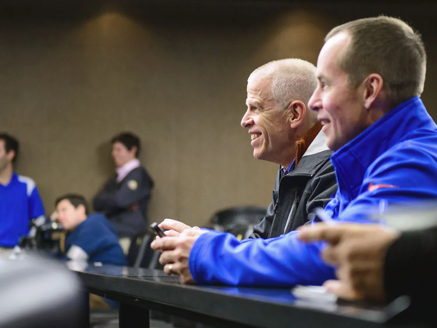 Florida AD Jeremy Foley smiles during coach Will Muschamp's press conference following UF's 38-20 win against UGA on Nov. 1 at EverBank Field in Jacksonville.