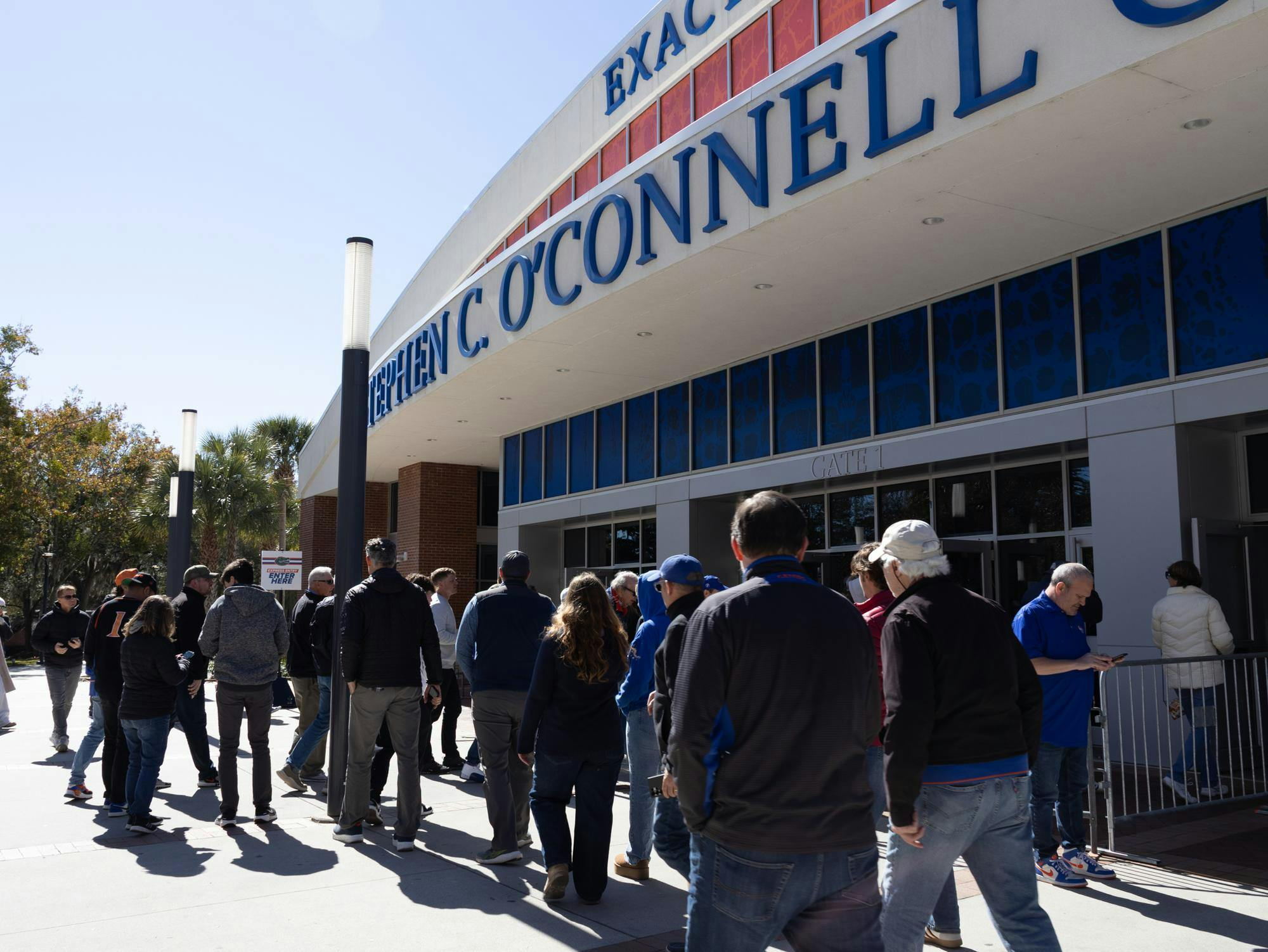 Florida Fans enter the Stephen O’Connell Center for the Men’s Basketball game against Alabama, Sunday, Feb. 1, 2026, in Gainesville, Fla.