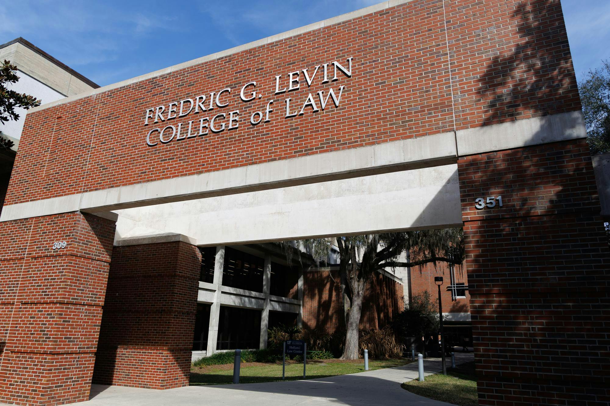 The outside of the University of Florida Levin College of Law in Gainesville, Fla., Wednesday, Feb. 25, 2026.