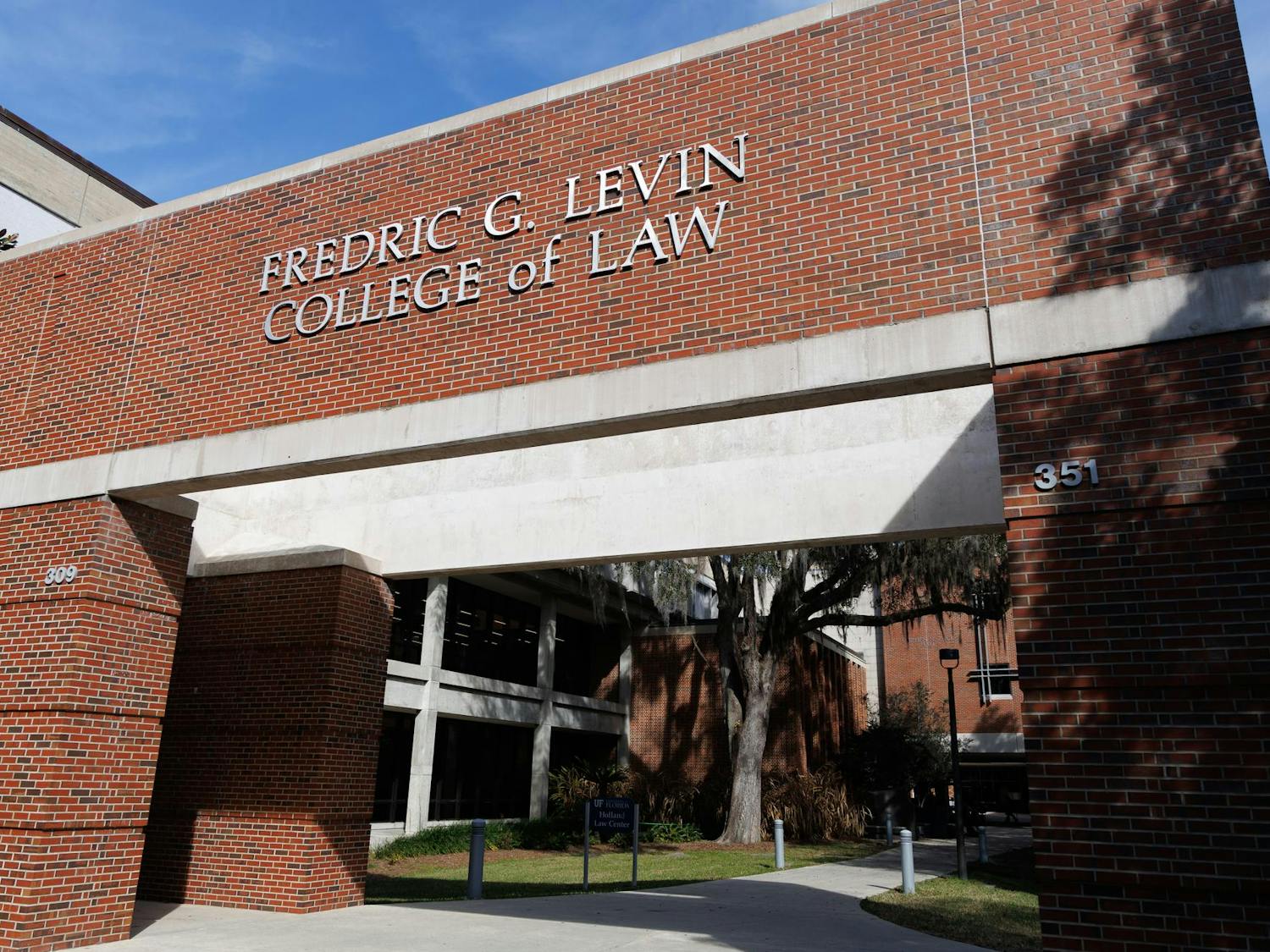 The outside of the University of Florida Levin College of Law in Gainesville, Fla., Wednesday, Feb. 25, 2026.