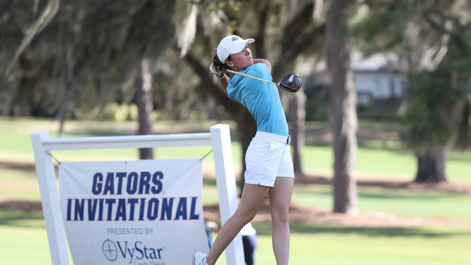 Sophomore Marina Escobar hits a drive at the Gators Invitational in February. The Gators are set to compete at the NCAA Regionals in Stanford, California, this week. 