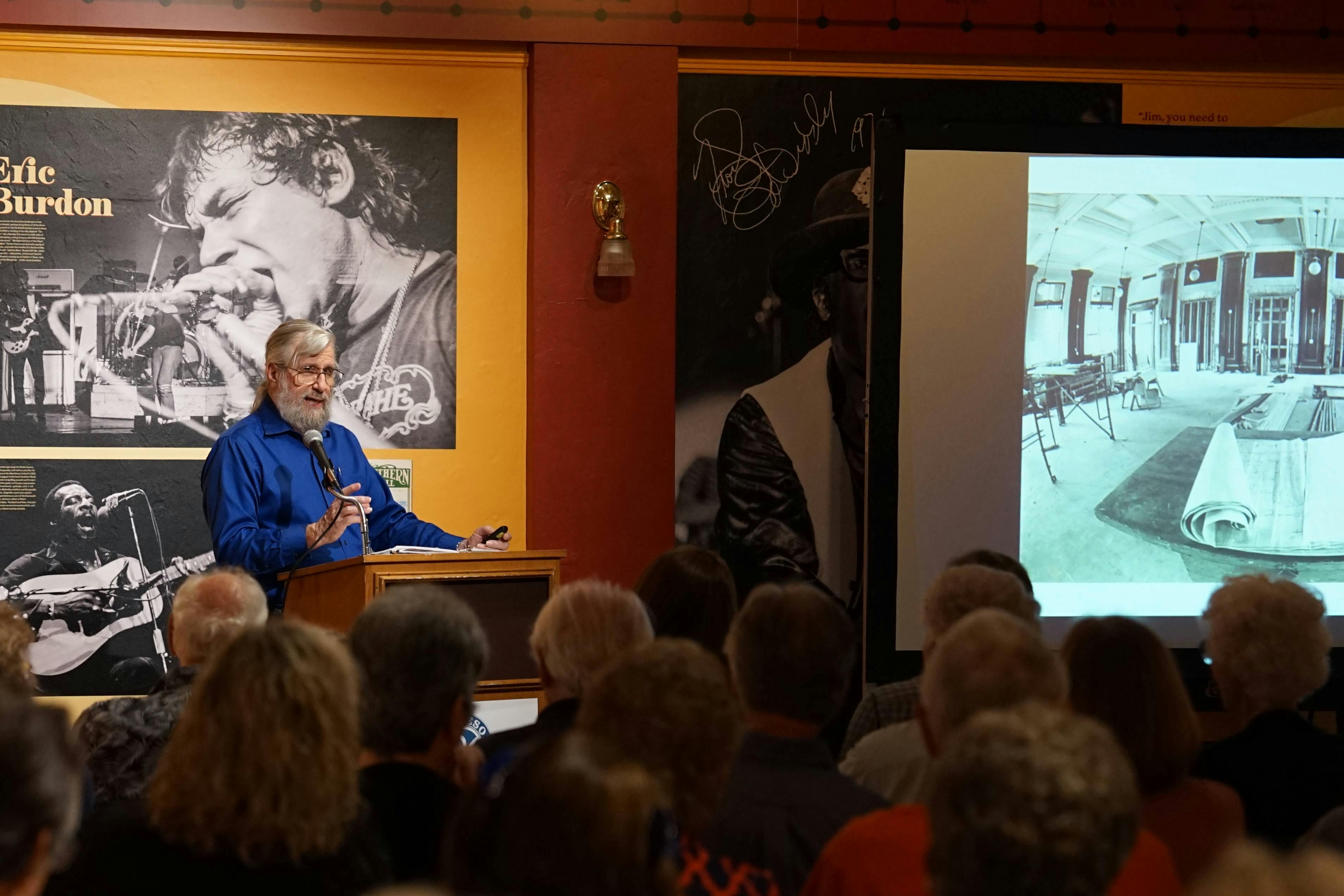 Author Richard Gartee discusses his book &quot;The Hippodrome Theatre First 50 Years&quot; at the Matheson History Museum on Saturday, July 8, 2023. 