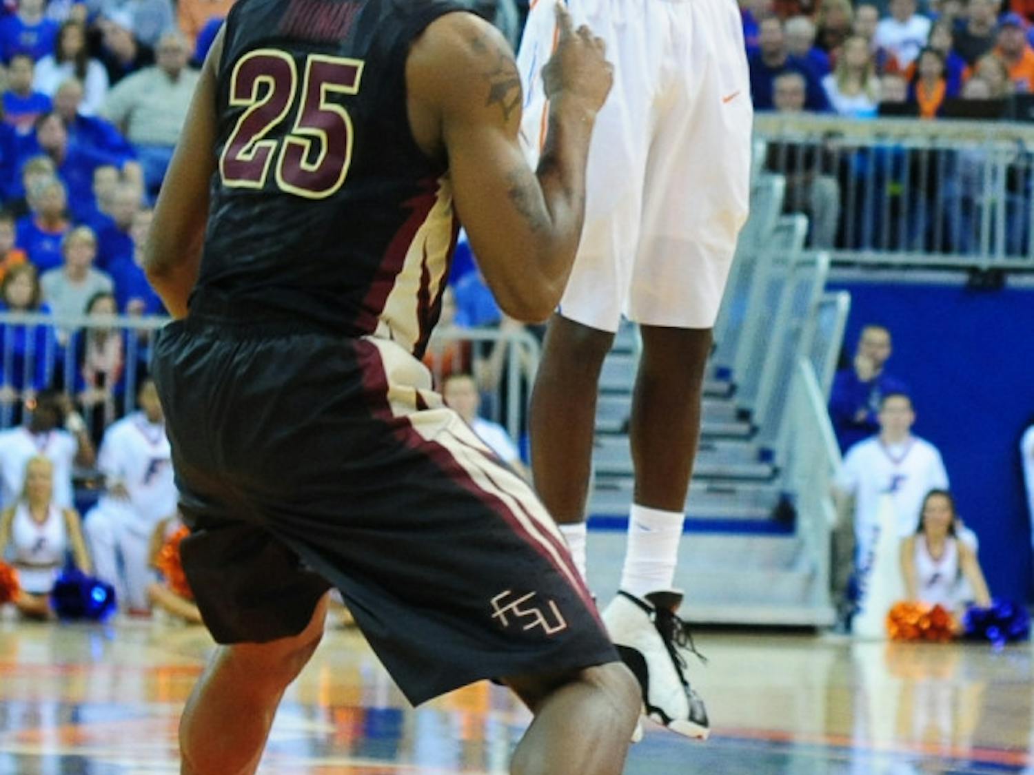 Redshirt sophomore forward Dorian Finney-Smith shoots a jumper during No. 15 Florida's 67-66 win against Florida State on Friday night in the O'Connell Center.