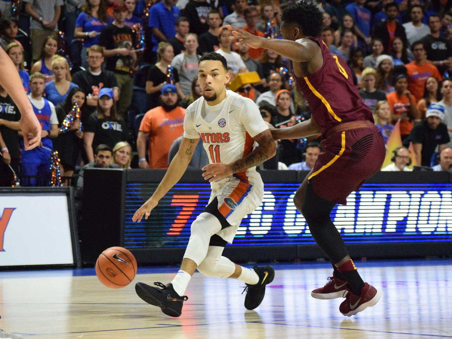 Florida guard Chris Chiozza recorded 16 points, four assists, four steals and no turnovers on Friday in UF's 75-60 win over Incarnate Word at the O'Connell Center.
