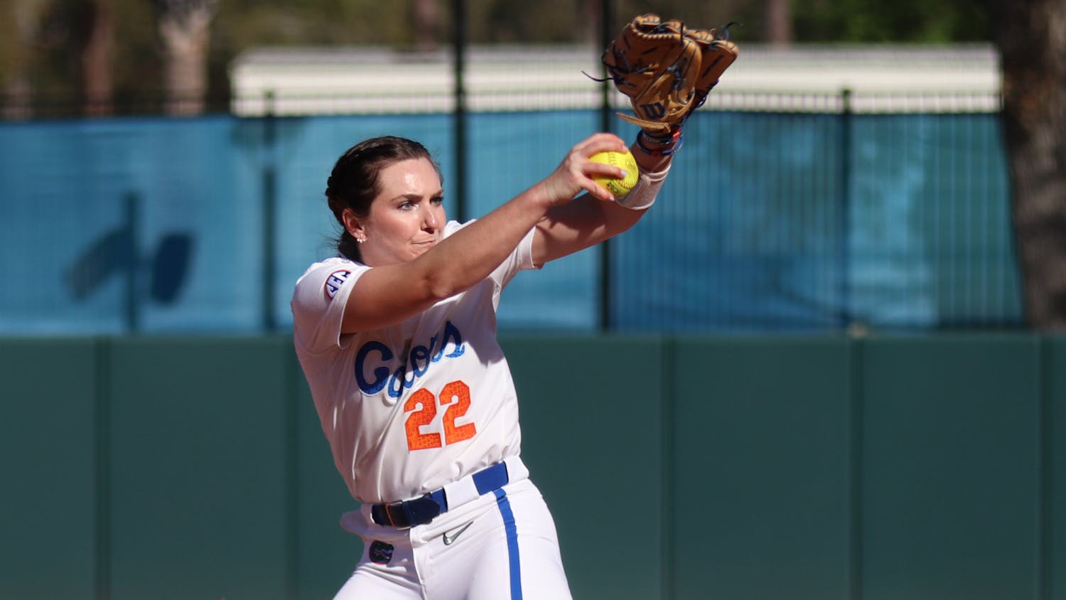 Florida pitcher Elizabeth Hightower winds up for a pitch versus FSU. The Gators released its SEC schedule for 2022 on Thursday.