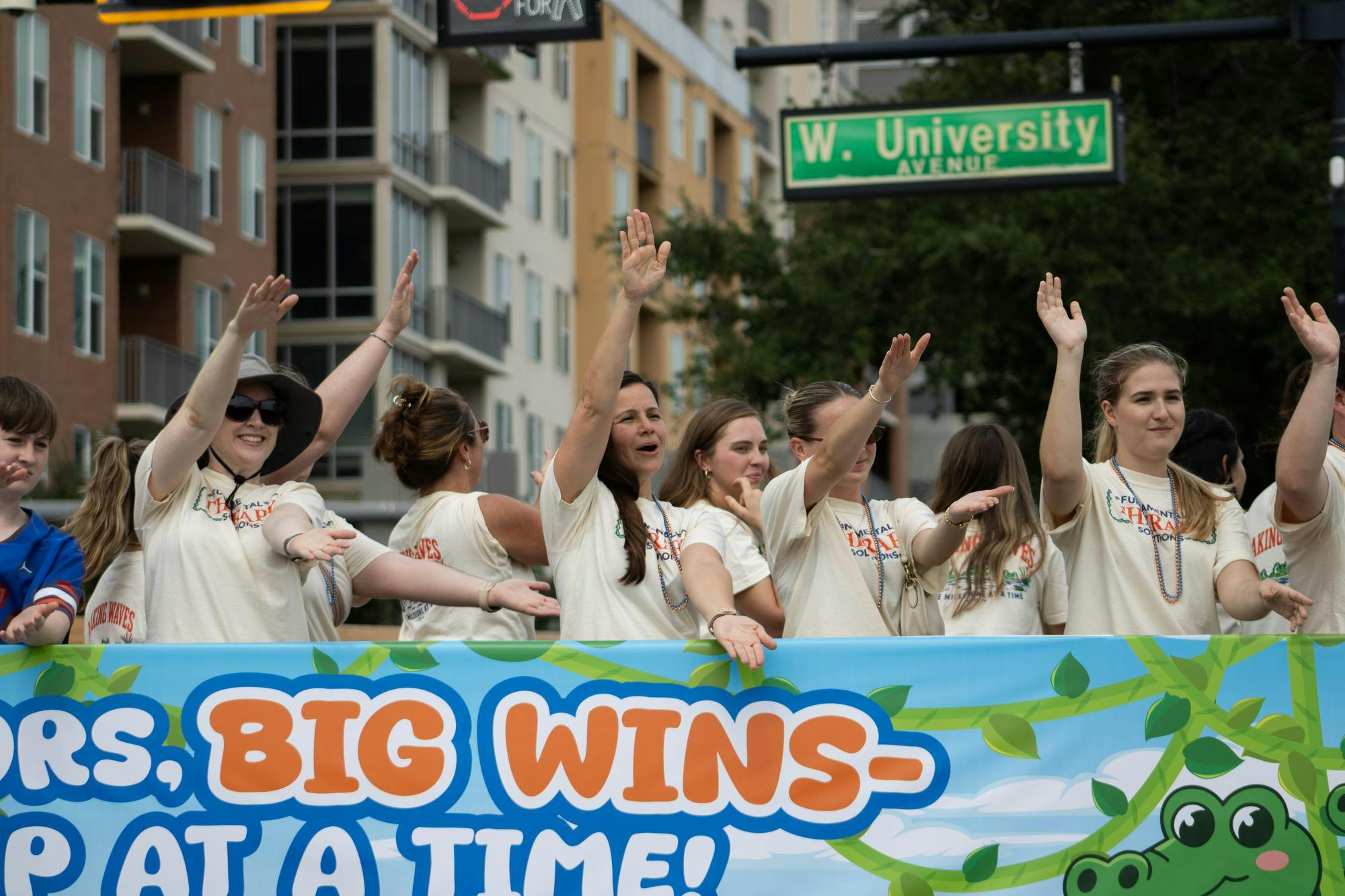 Parade participants show school spirit at the UF Homecoming Parade, Friday, Oct. 9, 2026, in Gainesville, Fla.