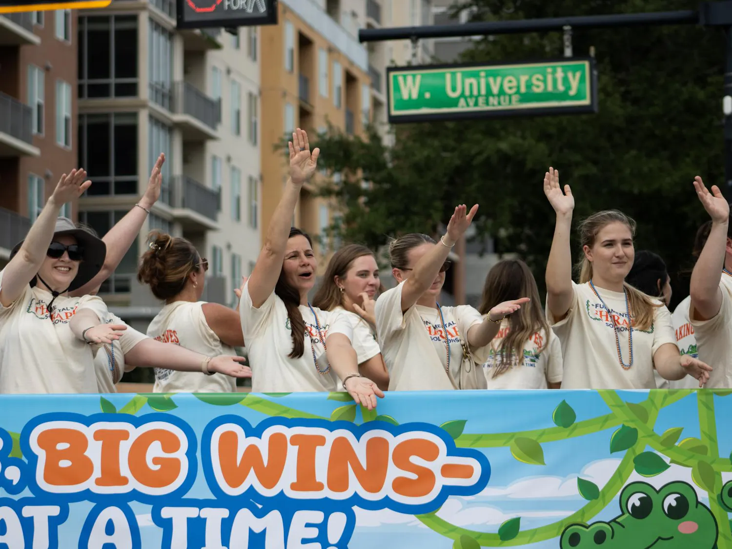 Parade participants show school spirit at the UF Homecoming Parade, Friday, Oct. 9, 2026, in Gainesville, Fla.