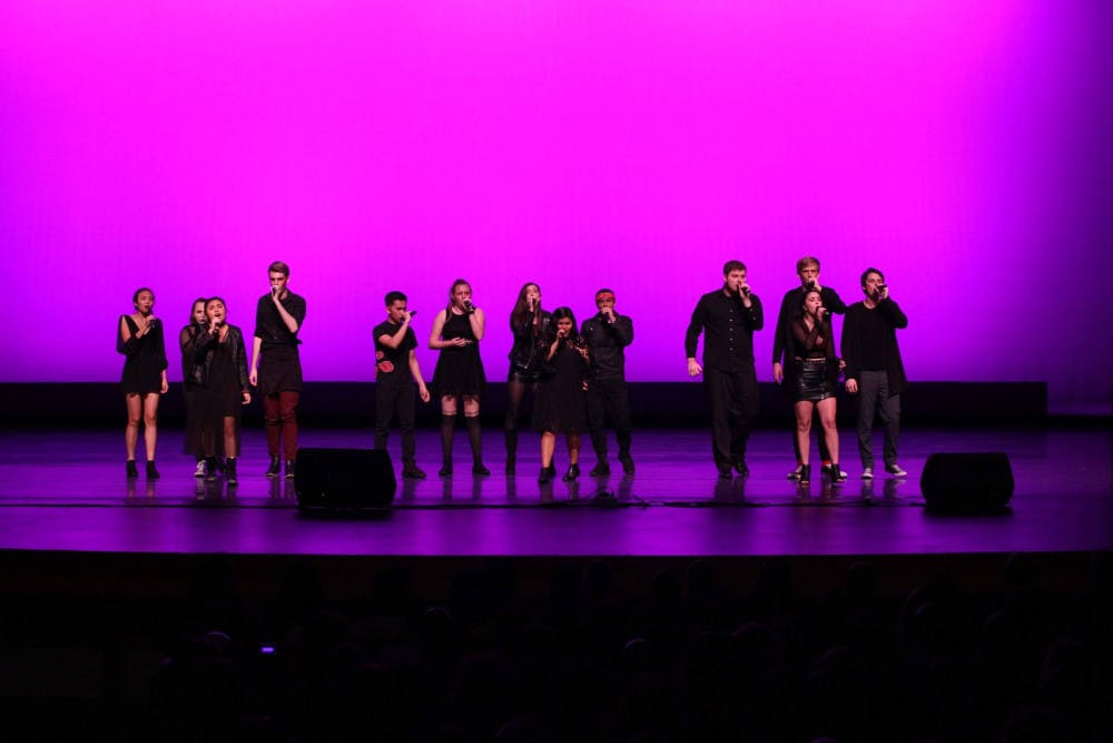 <p dir="ltr"><span>The a cappella group Tone Def performs at the International Championship of Collegiate A Cappella in 2018. The group plans to release its first recorded album in Fall 2019. Courtesy to The Alligator</span></p>