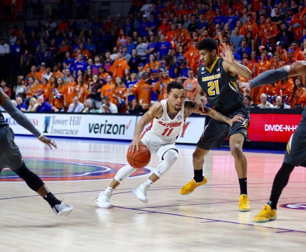 <p>UF guard Chris Chiozza drives the lane during Florida's&nbsp;93-54 win over Missouri on Feb. 2, 2017, in the O'Connell Center.&nbsp;</p>
<p>93-54</p>