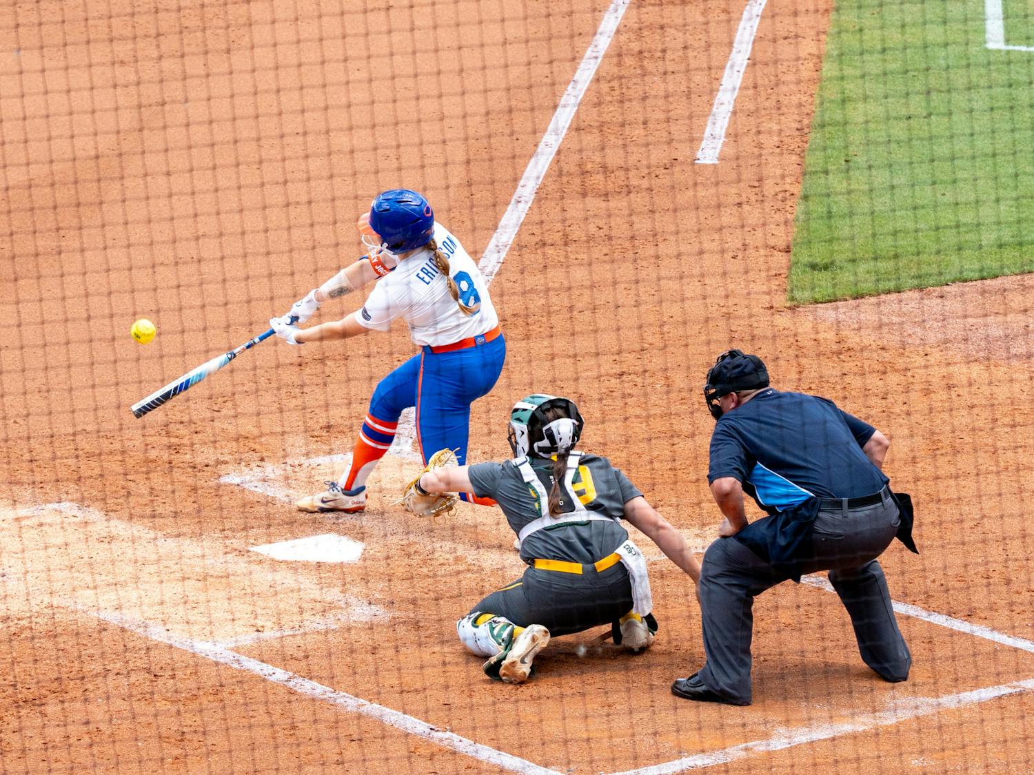 Sophomore catcher Jocelyn Erickson goes to bat in the Gators' 4-2 win over the Baylor Bears on Friday, May 24, 2024.
