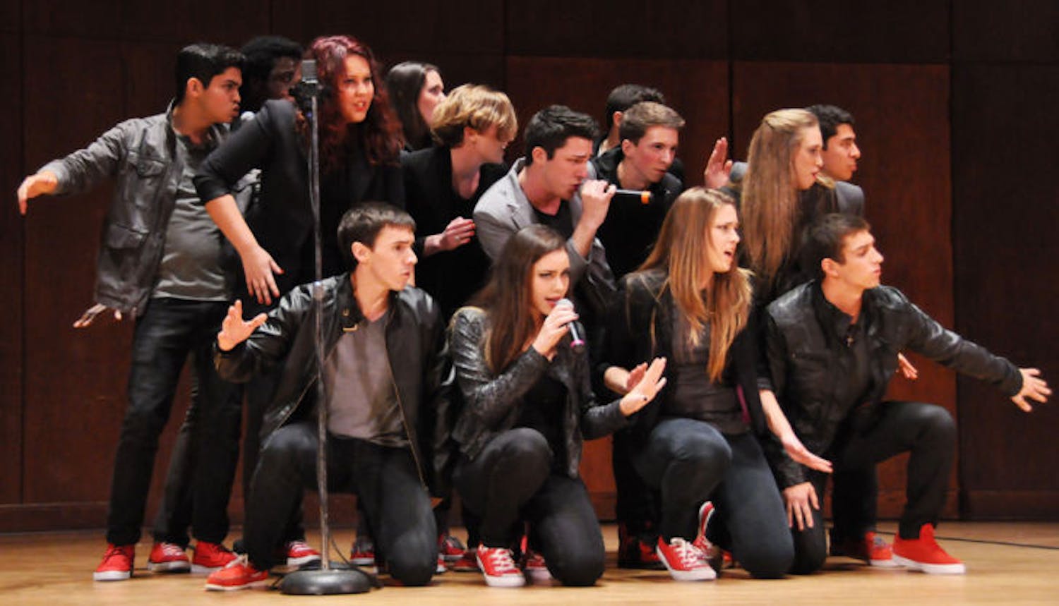UF’s coed a cappella group, No Southern Accent, performs at the 2013 International Championship of Collegiate A Cappella on Saturday at the University Auditorium. NSA placed third out of eight a cappella groups competing.