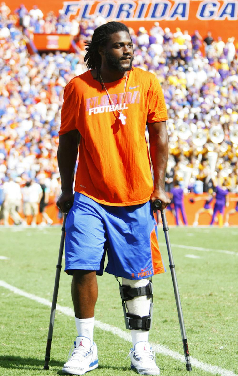 <p>Ronald Powell stands on the field prior to Florida's 14-6 win against LSU on Oct. 6 at Ben Hill Griffin Stadium.</p>